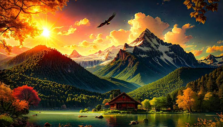 تصویر طلوع خورشید در جنگل برای صفحه قصه‌ من و سوداگری